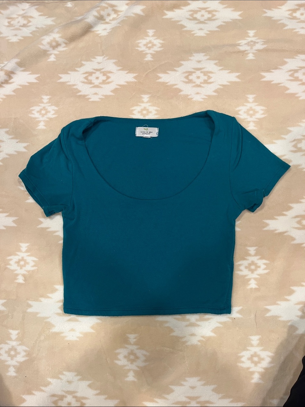 Live In The Moment- Teal Scoop Neck Crop Top